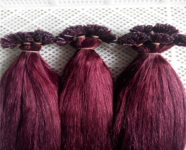

100g 16inch 18inch 20inch 22inch 24inch 26inch 99j keratin prebonded nail u tip hair extensions silk straight indian remy pre bon1680026, Black