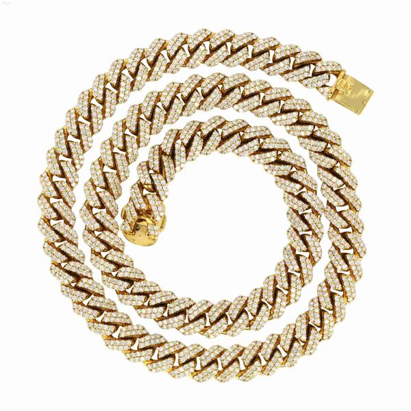 

men hip hop natural diamond 12mm cuban chain necklace gold iced out link, Silver