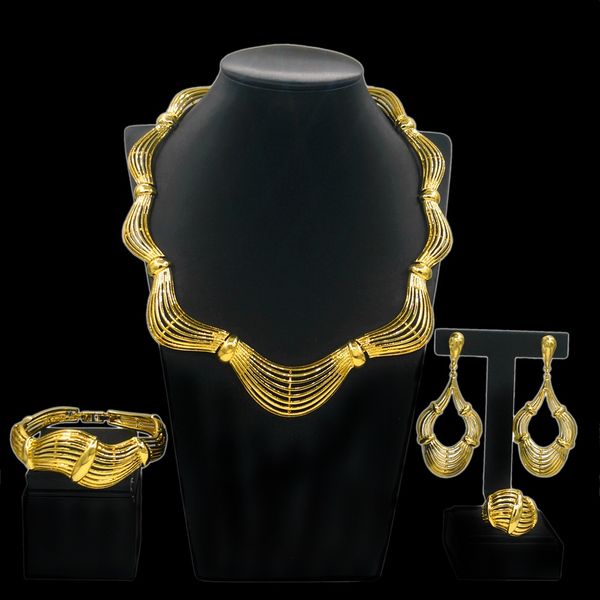 

yulaili special styling gold filled fashion necklace set engagement costume round design ladies big jewelry sets, Black