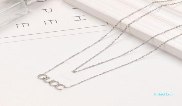 

2021 extravagant design necklace double fashion love letter stainless steel women jewelry whole6698973, Silver
