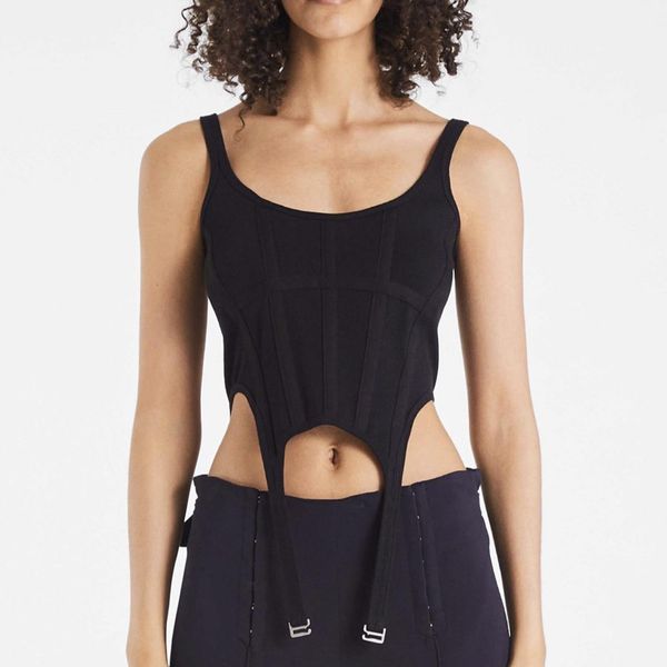 

women's tanks camis cropped women summer knit tank corset white crop ribbed pothook cute black punk clothes 230511