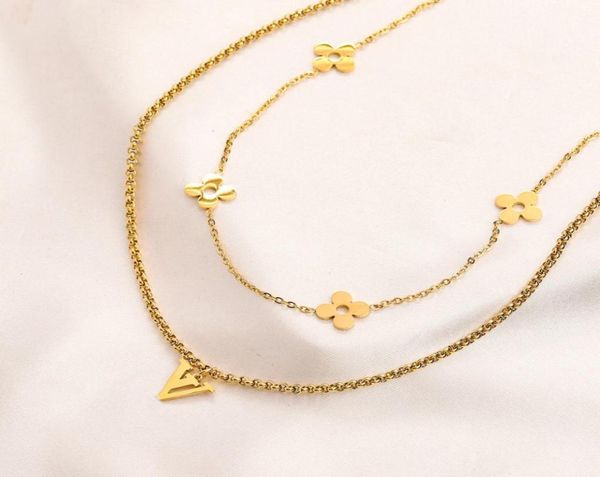 

never fading 18k gold plated brand designer letter pendant necklaces famous womens crystal rhinestone stainless steel choker neckl1549154, Silver