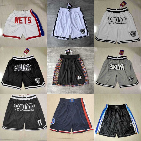 

2023 brooklyn''nets''men throwback basketball shorts pocket, Black