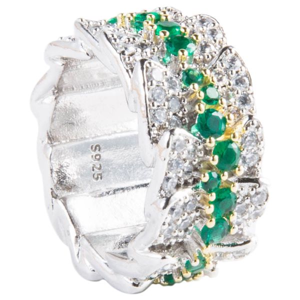 

s925 folding lace ring grandmother emerald joint ring rich and vintage, Silver