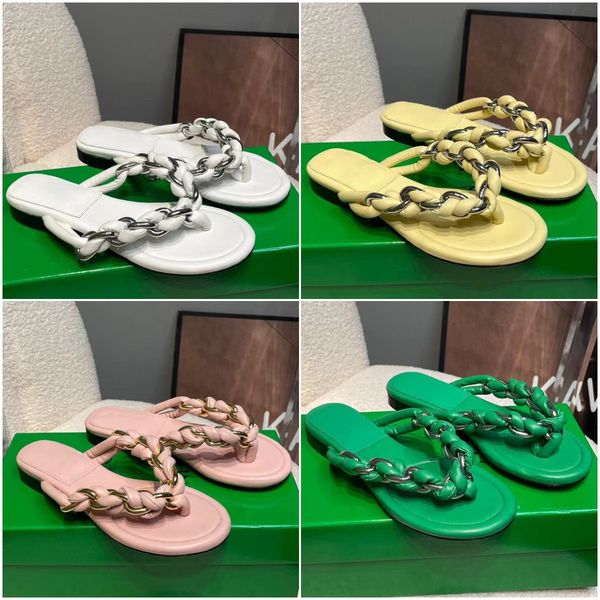 

dot sandal women braid flip-flops slippers designer fashion sheepskin soft summer flat bottom anti-slip shoes size 35-42, Black