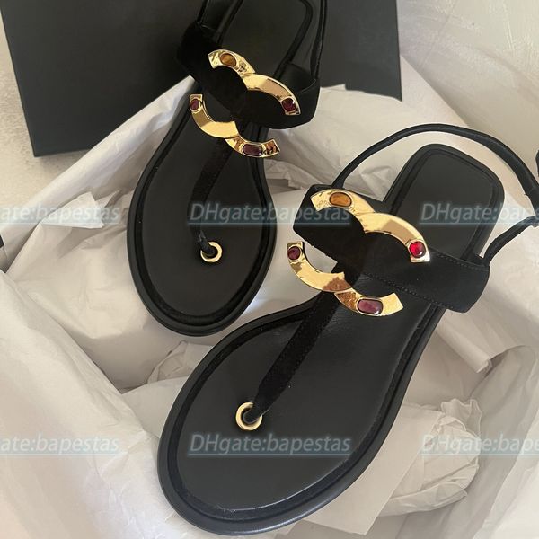 

luxury designer lambskin thong leather metal imitation pearls fashion summer women sandal, Black