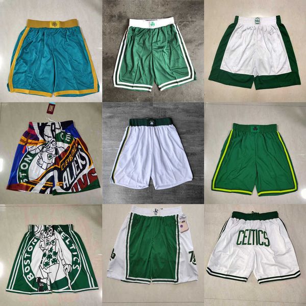 

2023 boston''celtics''men throwback basketball shorts pocket, Black