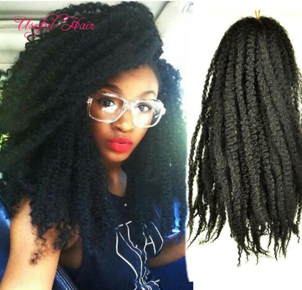 

whole mongolian synthetic braiding hair 18inch afro kinky curly marley braid hair extensions marley crochet braids hair extens6854541, Black