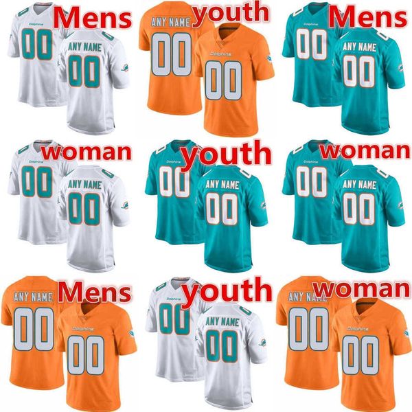 

football jerseys custom miami''dolphins''men women youth jersey 13 dan marino 11 devante parker 1 tua tagovailoa 99 jaso, Black;red