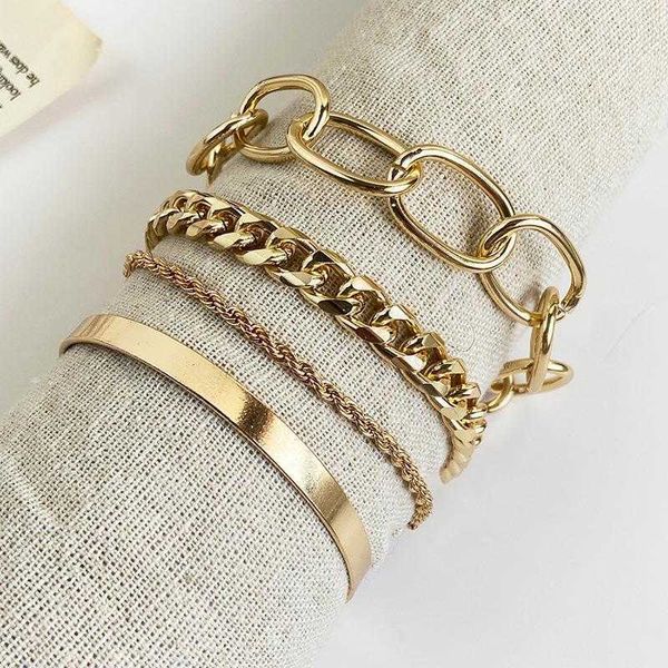 

52247 thick chain personalized bracelet creative simple multi layer suit 4, Black