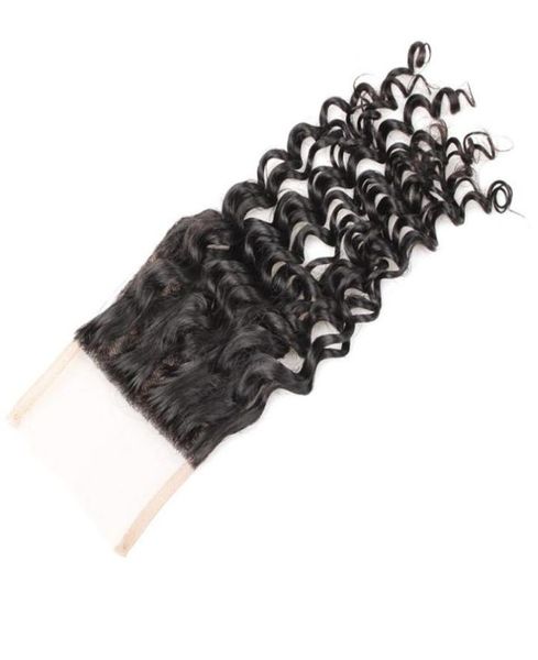 

10a remy human hair 44 deep wave swiss lace closure part brazilian peruvian malaysian indian hair weaves closure 820inch6819508, Black;brown