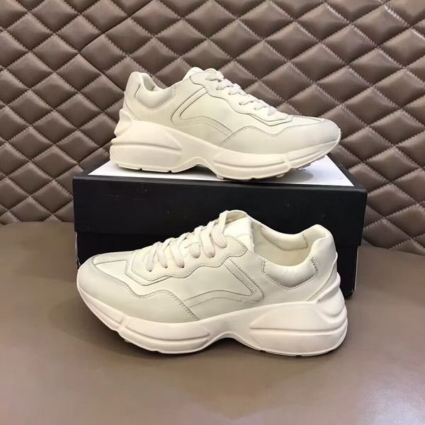 

famous runner brand calfskin nappa rhython sneakers shoes for men technical walking design rubber sole outdoor dad trainers eu38-46, Black