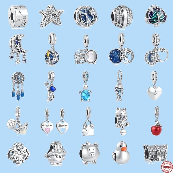 

925 sterling silver charms for pandora jewelry beads princess apple pig duck diy beads bead pendant original beads, Black