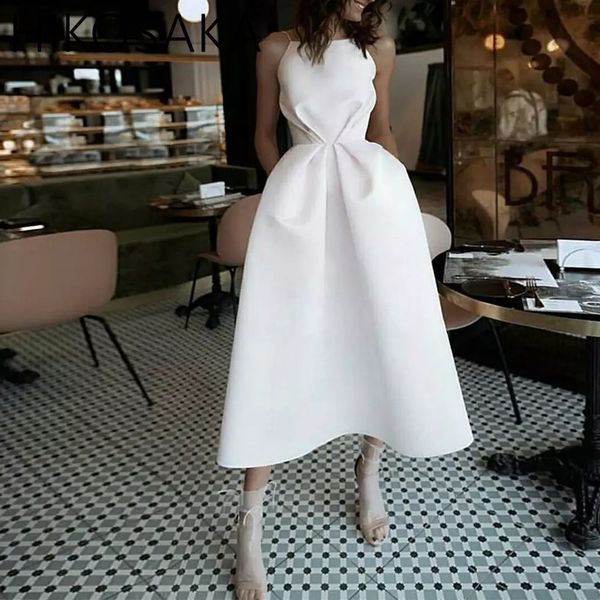

party dresses white satin evening camisole strapless midi aline wedding formal prom gowns 2023 fashion elegant 230510, White;black