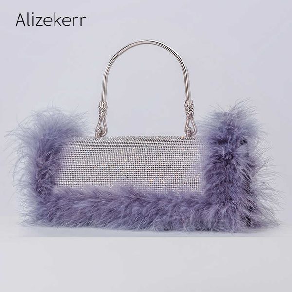 

shoulder bags glittering crystal feather handbags for women 2023 designer luxury boutique rhinestone chain box crossobody wedding fashion 23
