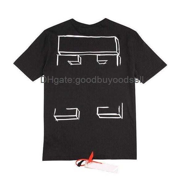 

2023 summer loose tees offs designer long t shirt for men male fashion cross paintings arrow tshirts in black white red colors, White;black