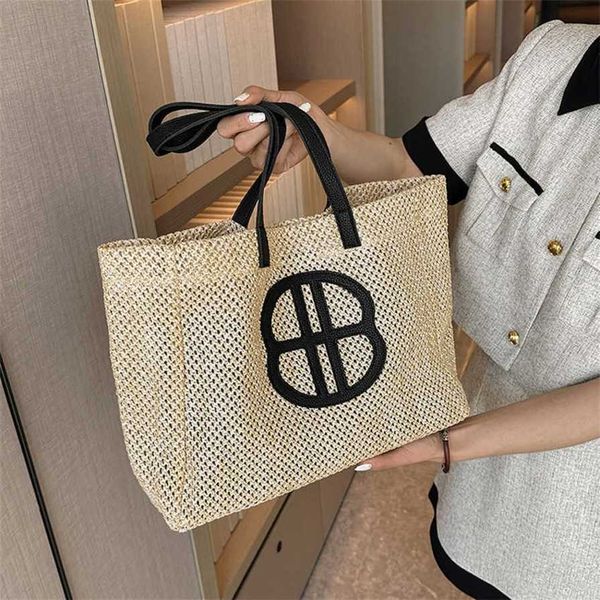 

17% off 2023 handbag xiaozhong ins beach women's summer fashion high capacity woven korean versatile casual tote bag
