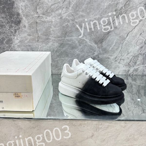 

luxurys designer woman's shoe leather lace up men fashion platform sneakers white black mens womens casual shoes
