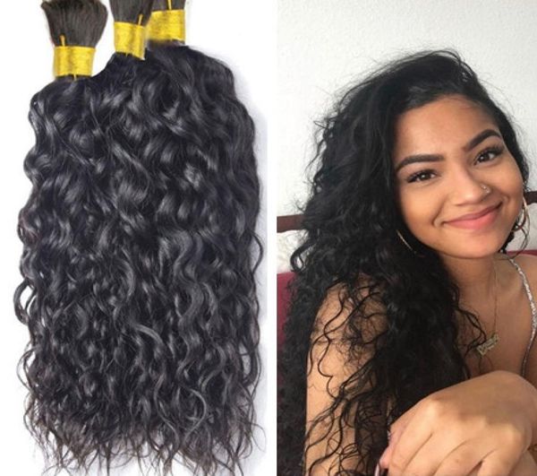 

water wave bulk hair for braiding unprocessed human hair bulks no weft 3 bundles8336564, Black