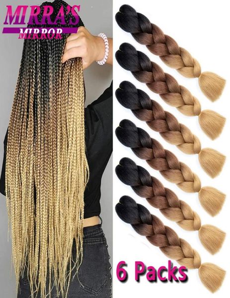 

synthetic black 6 bundles jumbo 24 inch synthetic braids diy box crochet hair whole drop 9205305, Black;brown