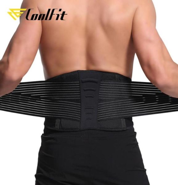 

coolfit waist trimmer spine support belt pu plate gym fitness weightlifting lumbar back brace sport accessories7700128, Black;gray