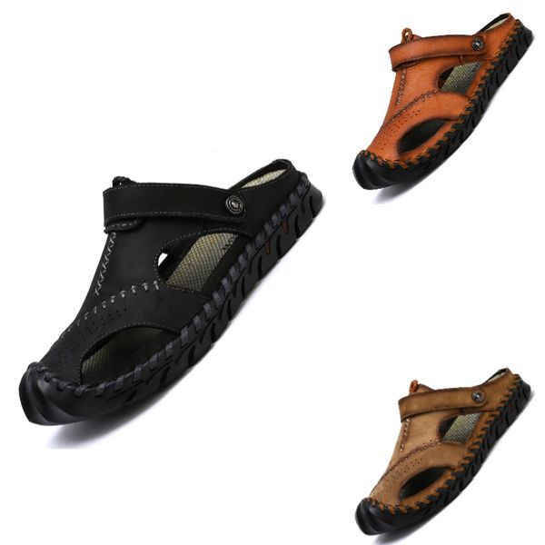 

sandals summer men leather classic shoes slippers soft roman comfortable outdoor walking 230510, Black