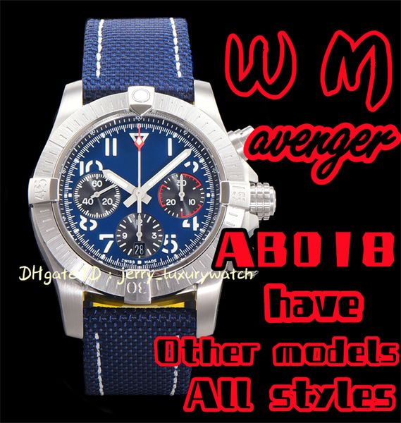 

wm ab018 avenger luxury men's watch chronograph 45mm with asia 7750 self-winding mechanical movement diameter 300 meters waterproof.two, Slivery;brown