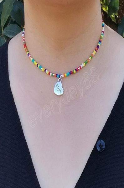 

bohemia beaded choker necklace for women mom letter pendant necklace clavicle neck chains jewelry mother039s day gifts9762549, Silver