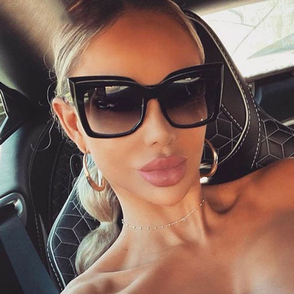 

sunglasses oversized cat eye sunglasses fashion women shades trending men gradient sun glasses shades uv400 glasses goggles 230511, White;black