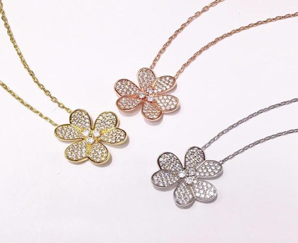 

fashion jewelry whole exquisite rose gold silver copper micro pave full diamond sane hua necklace for woman3303690