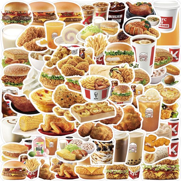 

64pcs kfc fried food hamburg cola french fries graffiti stickers for diy luggage lapskateboard motorcycle bicycle stickers tt209