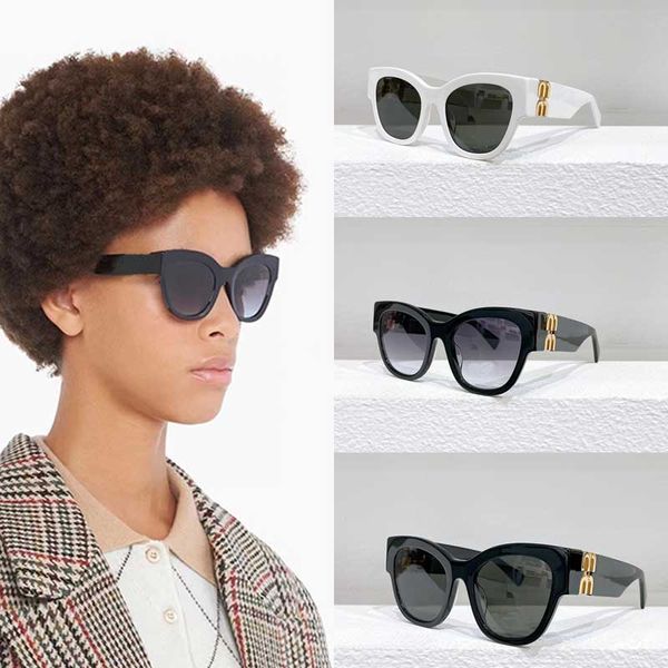 

designer women cat eye sunglasses with black acetate frame miu glimpse sunglasses with classic logo on temples for womens travel miu 01ys, White;black
