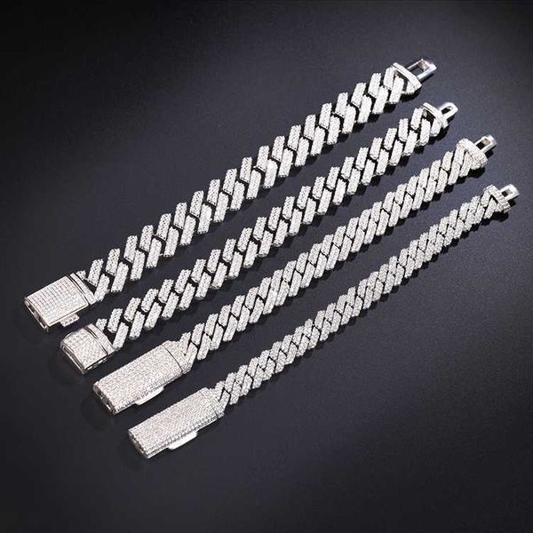

yu ying gems cuban bracelet 10-15mm s925 sterling silver with vvs moissanite hip hop cuban bracelet with iced out necklace
