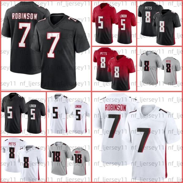 

7 bijan robinson drake london football jersey kyle pitts taylor heinicke cordarrelle patterson men, Black;red