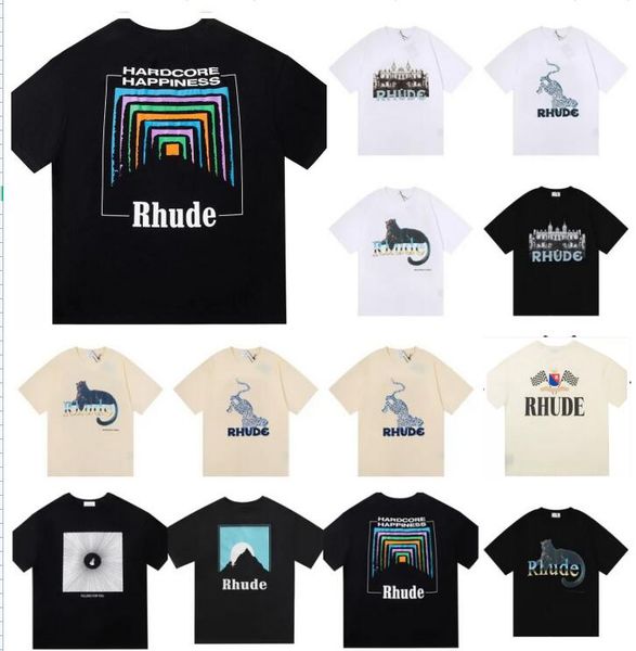 

men's t-shirts 2023 designer shirts summer mens womens rhude designers for men letter polos embroidery tshirts clothing short sleeved, White;black