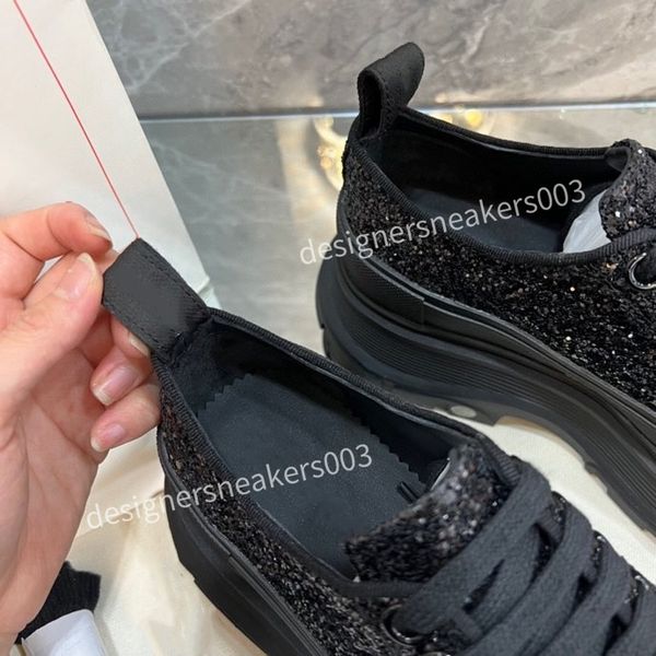 

brand women designer casual shoes classic do-old dirty shoes mid double height bottom trainers leather glitter golden quality, Black