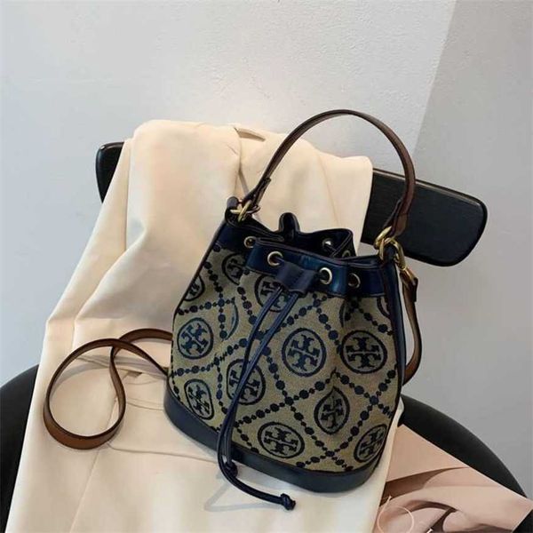 

21% off 2023 fashion handbag old flower handbag tb bucket new women's canvas vintage drawstring contrast crossbody bag one shoulder cas