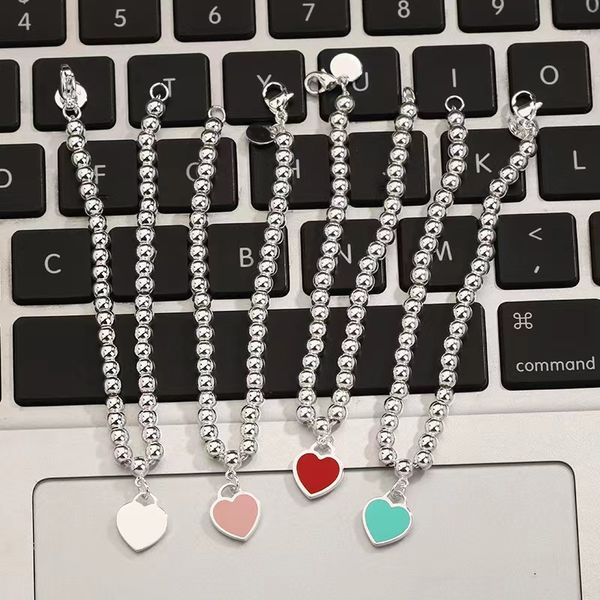 

luxury heart shaped necklace bracelet for women 925 silver designer couple pendant jewelry neck valentine's day gift girlfriend accesso, Black