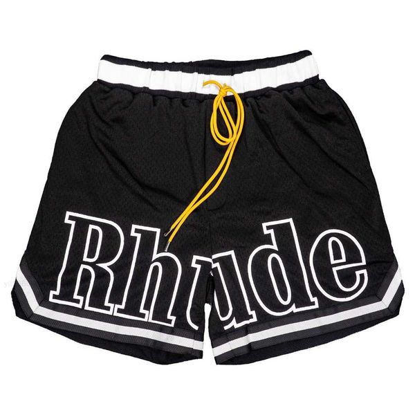 

designer men rh limited rhude shorts summer swim short knee length hip hop high street sports training beach pants mens elastic waist 03, White;black