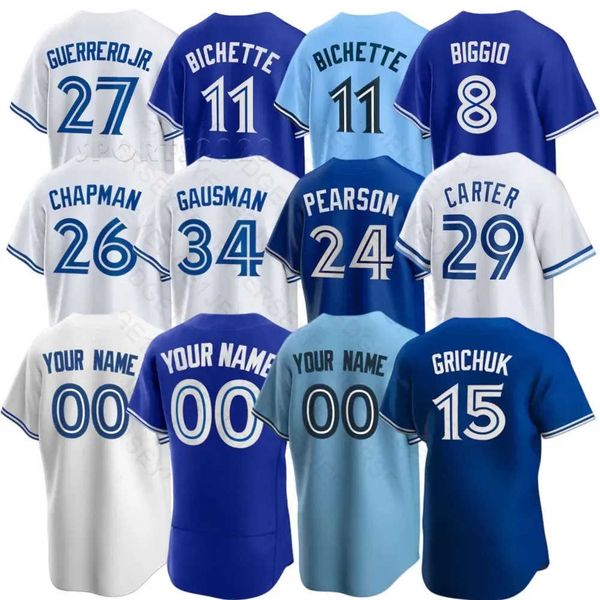 

custom baseball jerseys bo bichette guerrero jr. matt chapman george springer alejandro kirk kevin gausman jose berrios alek manoah kevin ki, Blue;black