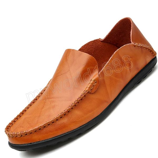 

men casual shoes fashion men shoes handmade leather mens loafers moccasins slip on men's flats lazy driving shoes soft footwear, Black