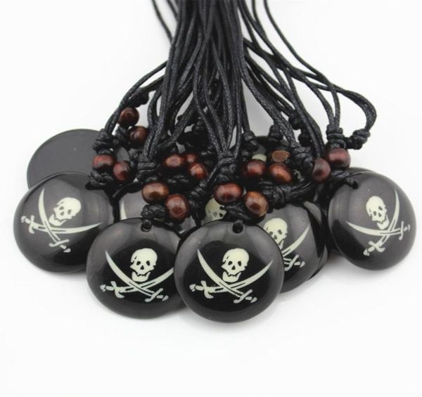 

fashion whole lot 12pcslot cool boy men039s handmade round dog tag pirate skull charm pendants necklace halloween gift mn33805857, Silver