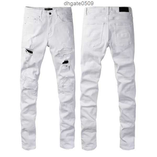 

trendy cross print wash worn out small foot rip slim fit tight men's pants patch wearing cycling elastic amirs jeans neutralqm72 95bl7, Blue