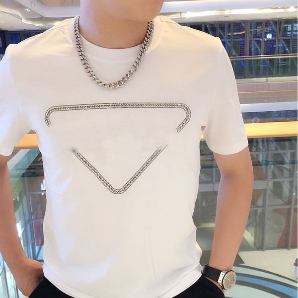 

2023 women men hip hop men t shirt chest letter shirt cotton short sleeve tee shirt de luxe oversized t shirt couple man fashion printing w, White;black