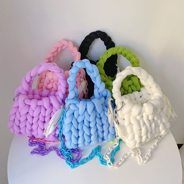 

evening bags rope crochet bag handmade acrylic chain women underarm bag designer knitting crossbody bags for women woven chunky knit purse 2