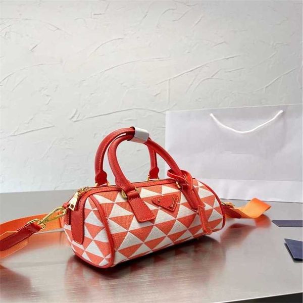 

30% off 2023 fashion hand summer orange color contrast korean boston banquet pillow zipper solid soft handle women's bag