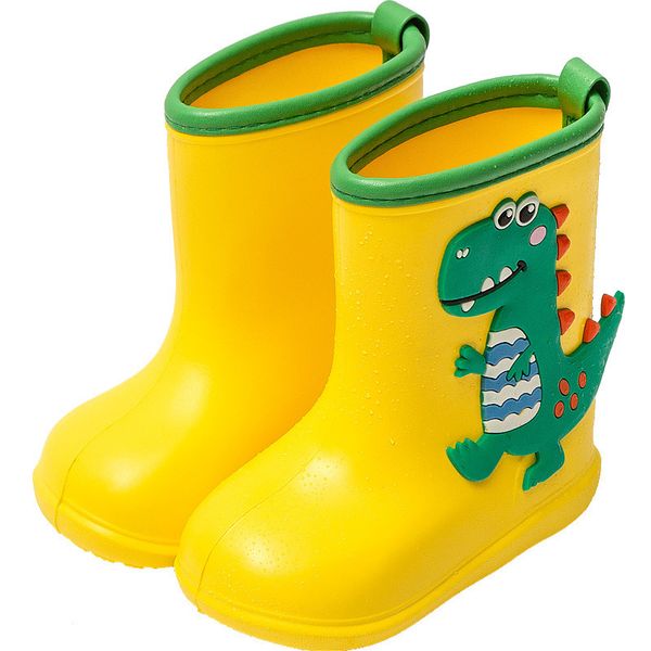 

rain gear kids boy rubber rain boots girls boys children ankle rainboots waterproof shoes cartoon dinosaur water shoes soft rain shoes 23051, Red;brown