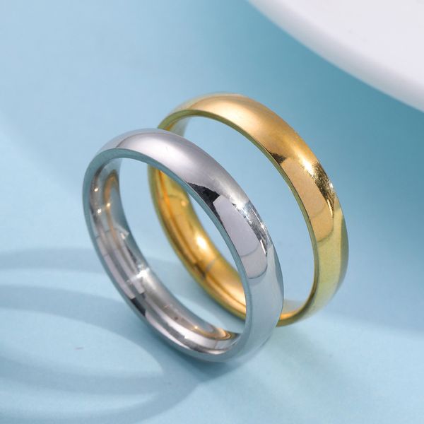 

4mm width smooth stainless steel band ring finger rings jewelry for wholesale, Silver