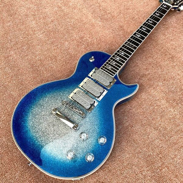 

electric guitar, mahogany fingerboard metallic blue with flash point, mahogany