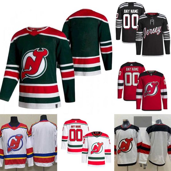 

new jersey custom devils hockey jerseys 96 timo meier 91 dawson mercer 18 ondrej palat 17 yegor sharangovich 28 damon severson 71 jonas sieg, Black;red